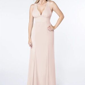 Azazie Christiana A-Line V-Neck Pleated Chiffon Dress Rose Petal Pink A2